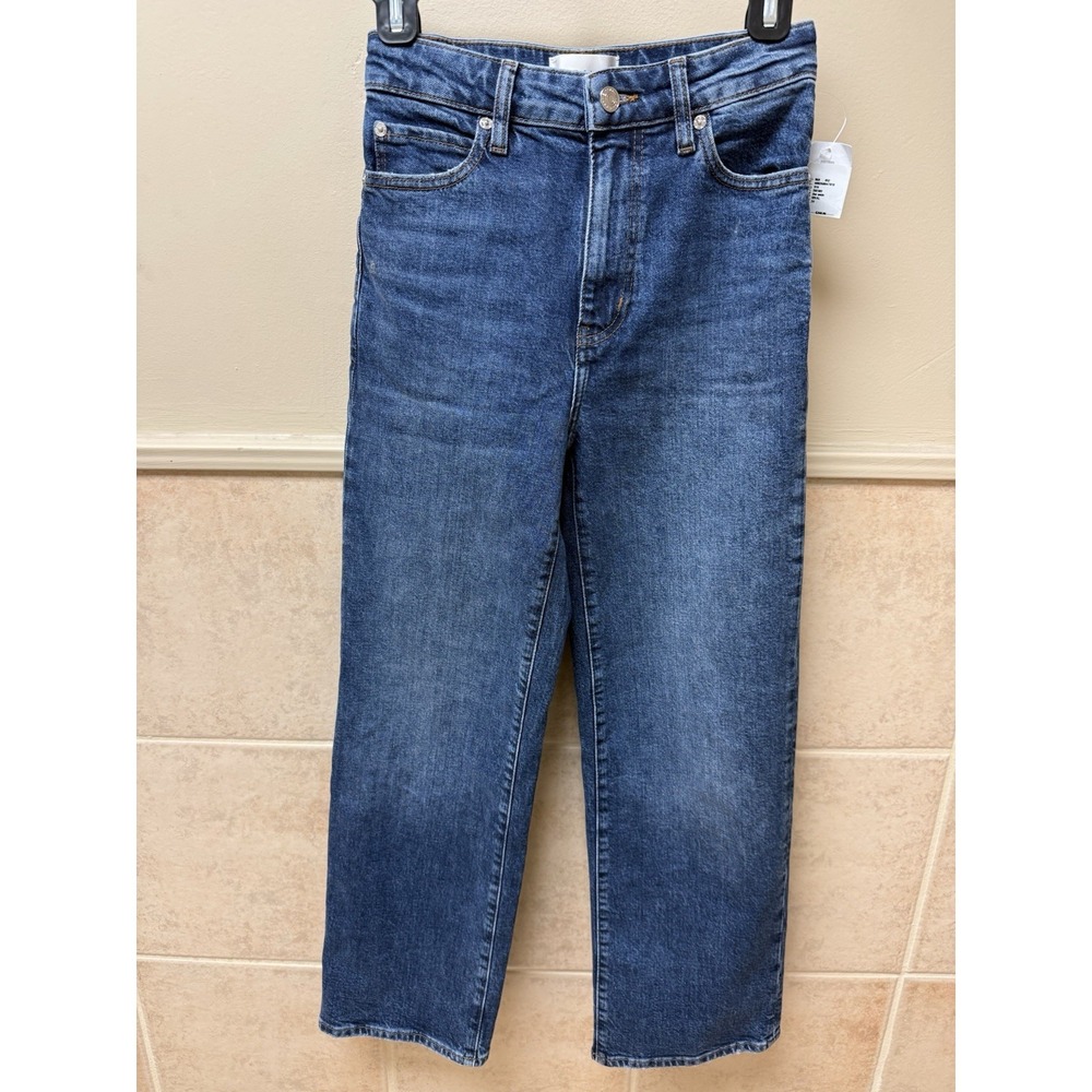 FRAME The Wide Straight Leg Jeans Blue Denim Ankle Length Sz 24 NWT $268 - Picture 2 of 16
